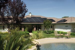 solar panels on the roofs of houses