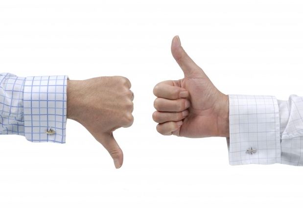 A thumbs up and thumbs down