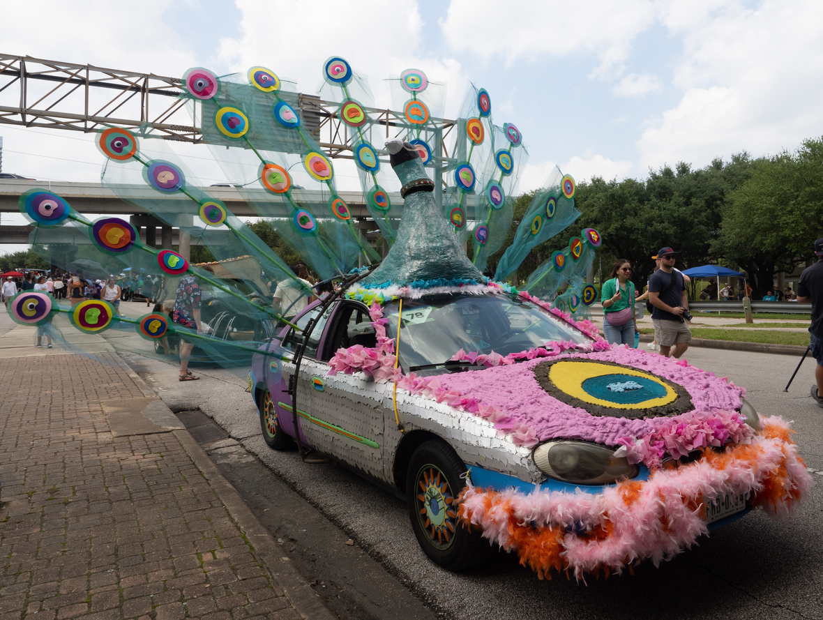 Percy Peacock Art Car in the Houston Art Car Parade