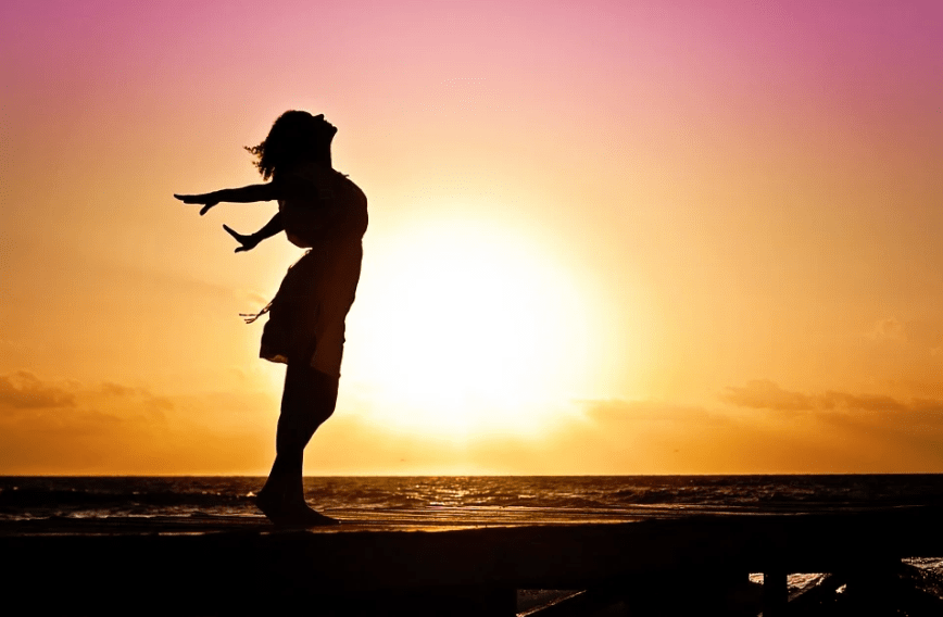 A girl with the sunset