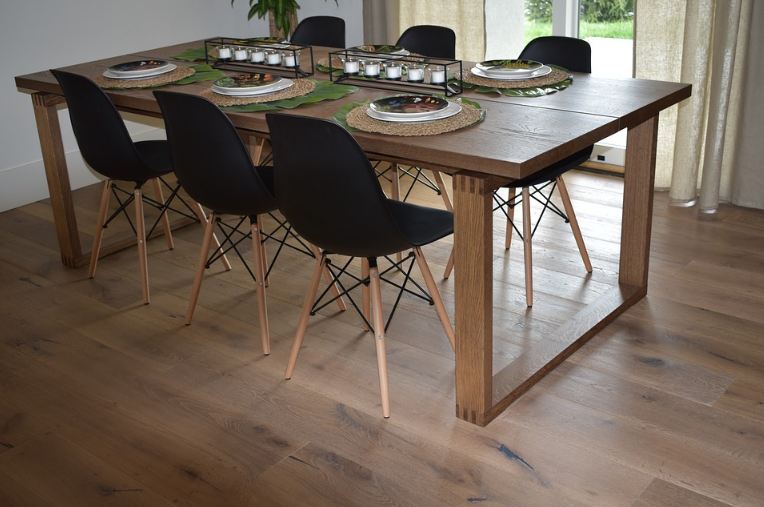 wooden tables with chairs