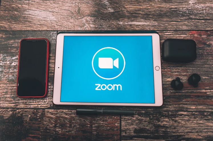 Zoom software application on a tablet.