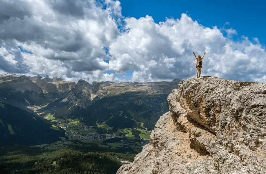 a person on top of a mountain