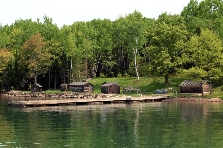 cabins beside the lake