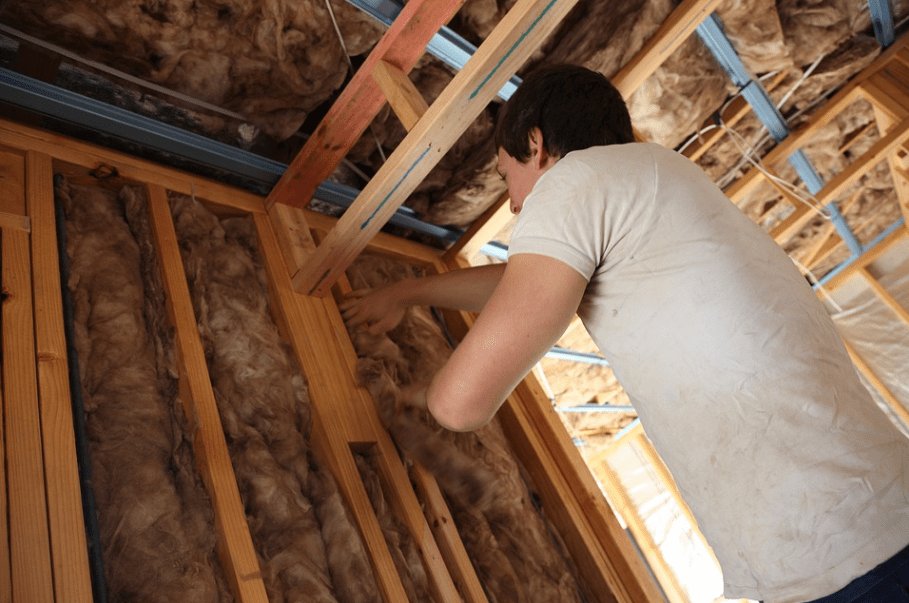 installing insulation for the tiny house