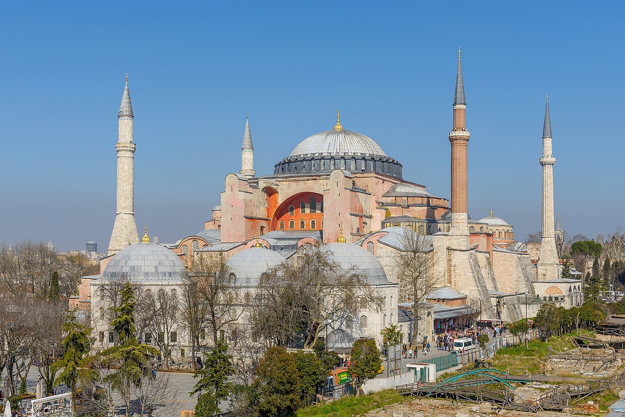 Hagia Sophia is a famous iconic building of the Byzantine Architecture theme. 