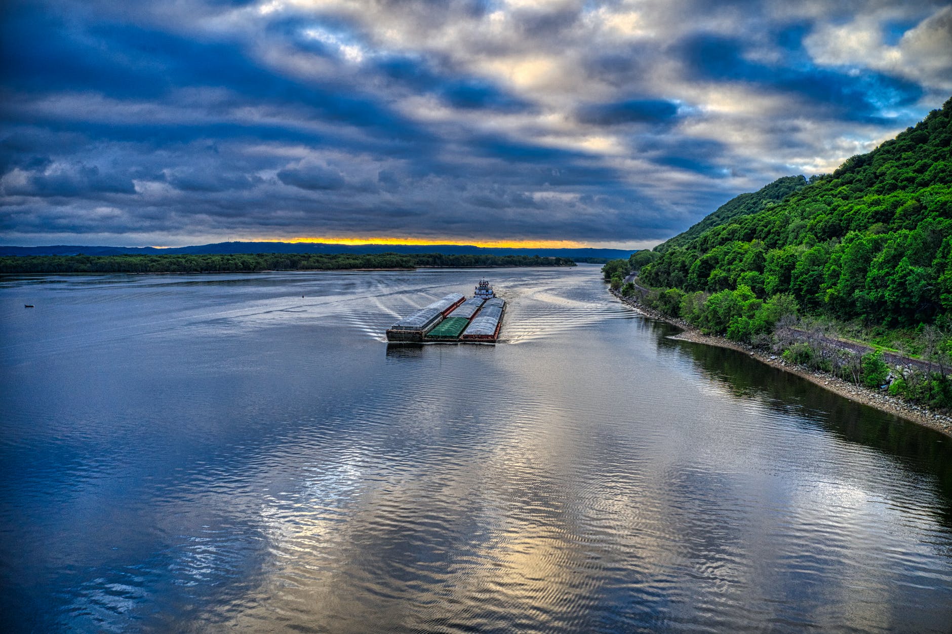 the Mississippi river under a cloudy sky